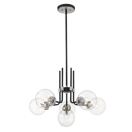 Z-Lite Parsons 6 Light Chandelier, Matte Black & Clear 477-6MB-BN